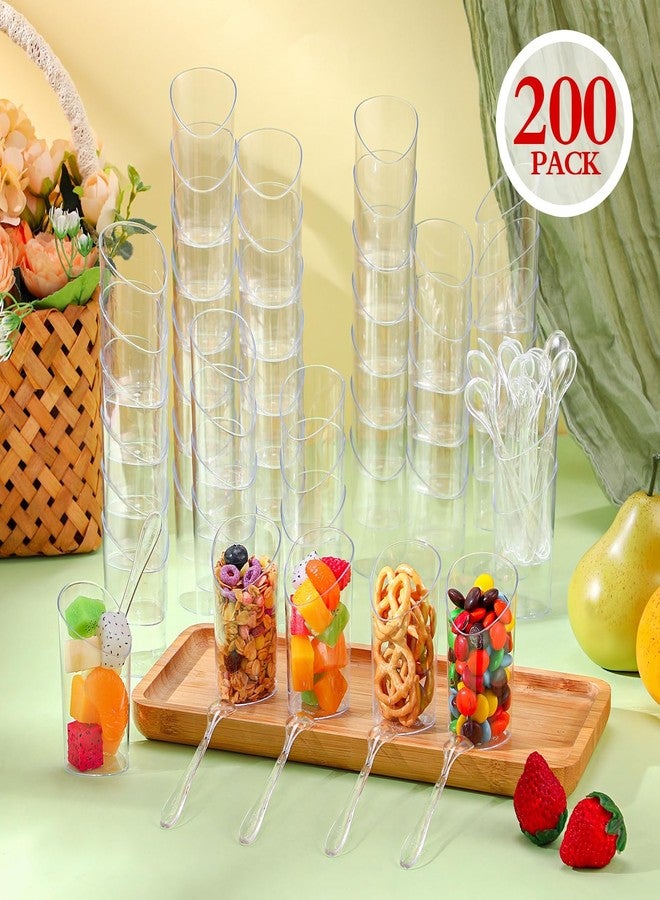 CHENGU 200 Pack Mini Dessert Cups with Spoons 3 oz Small Plastic Dessert Cups Parfait Appetizer Cup Disposable Clear Plastic Cup for Tasting Sample Appetizers (Slanted) - Image 4