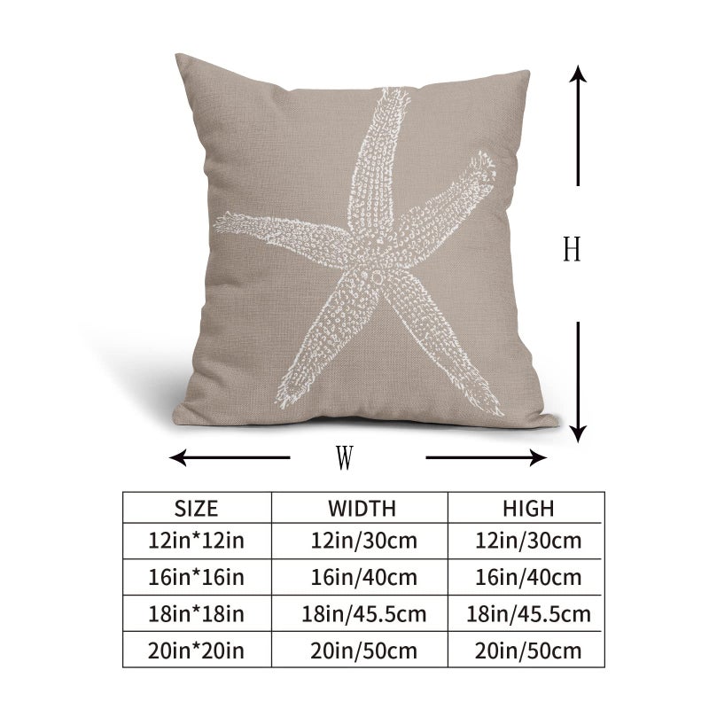 ABSOP Tan Starfish Throw Pillow Covers 18x18 Inch Set of 2 Coastal Coral Beach Nautical Pillow Covers Summer Farmhouse Pillowscase Linen Square Cushion Covers for Sofa Couch Bedroom Home Decoration - Image 5