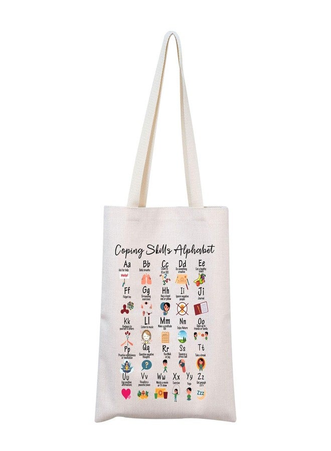 MNIGIU Coping Skills Alphabet Tote Bag Counselor Handbag Mental Health Awareness Bag Therapist Bag (Shopping Bag) - Image 1
