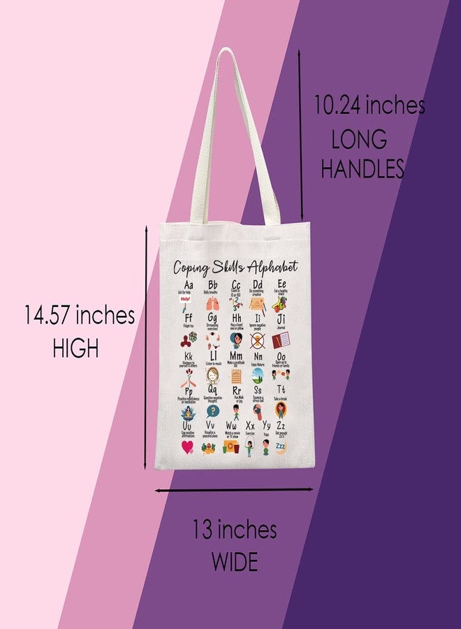 MNIGIU Coping Skills Alphabet Tote Bag Counselor Handbag Mental Health Awareness Bag Therapist Bag (Shopping Bag) - Image 4