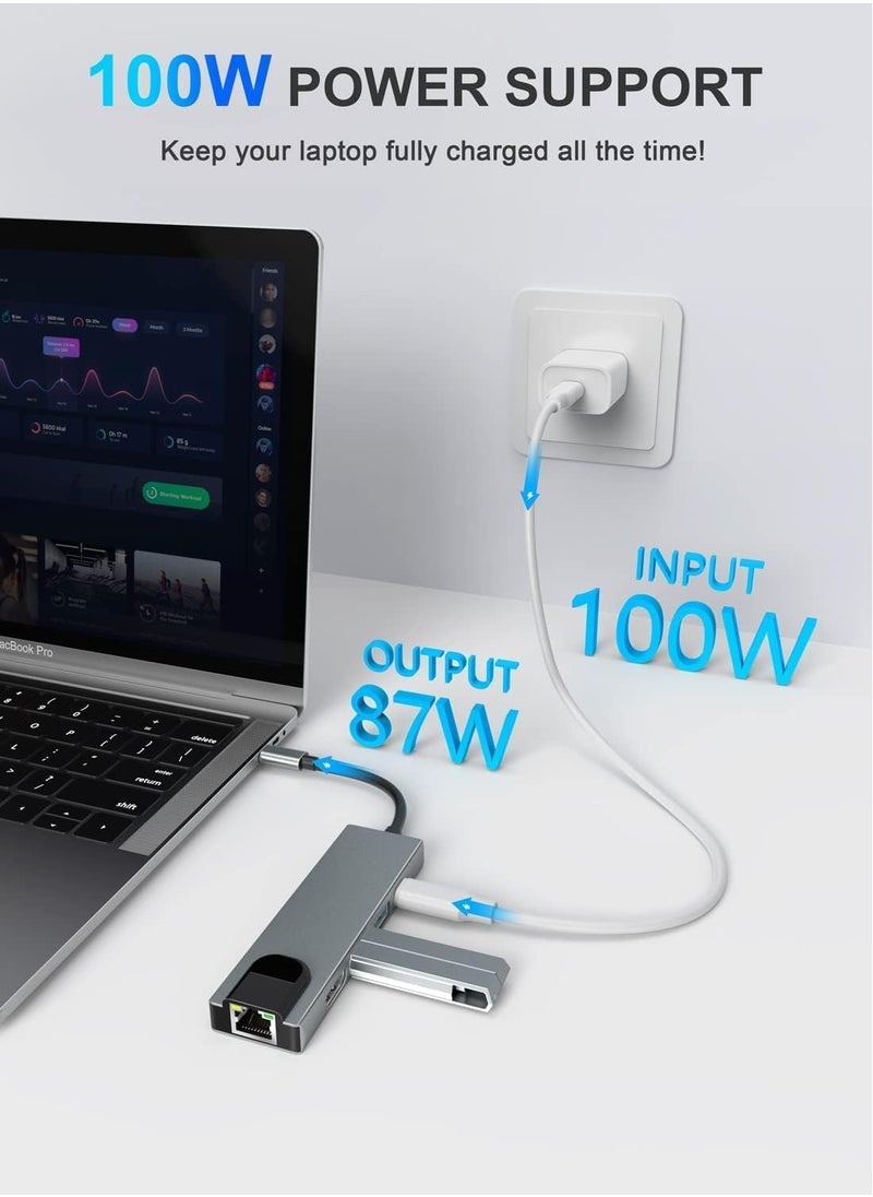 Generic - USB C Hub, 8 in 1 Type C Hub Multiport Adapter with 4K HDMI, PD Power Delivery, USB-C, Ethernet, 2 USB, SD/TF Card Reader Compatible with Mac Book Pro XPS and More Type C Devices - Image 1