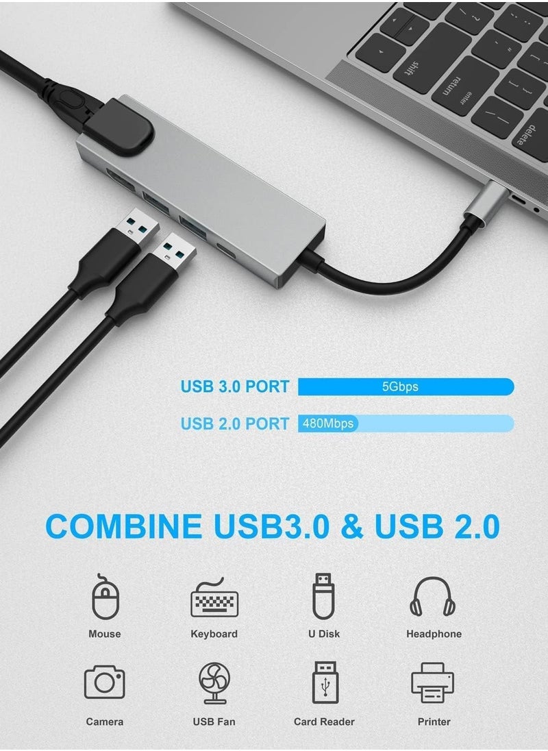 Generic - USB C Hub, 8 in 1 Type C Hub Multiport Adapter with 4K HDMI, PD Power Delivery, USB-C, Ethernet, 2 USB, SD/TF Card Reader Compatible with Mac Book Pro XPS and More Type C Devices - Image 1