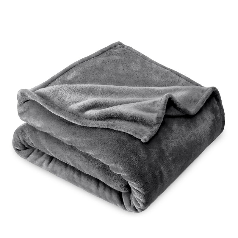 Bare Home Fleece Blanket FullQueen UltraSoft Lightweight for Bed Sofa and Couch Luxury Microplush Cozy Warm Blanket FullQueen Grey
