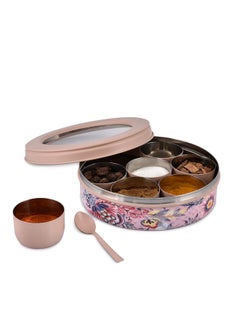 Elan Elan Stainless Steel Masala Box | Spice Storage Container | Masala Dani With 7 Containers and Small Spoon | Masala Dabba For Kitchen See Through Lid | Kitchen Spice Organiser (Colorful)  - Image 2