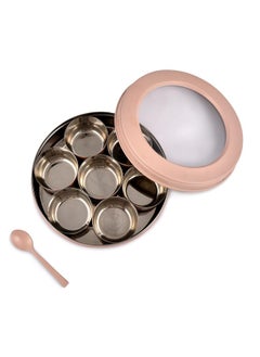 Elan Elan Stainless Steel Masala Box | Spice Storage Container | Masala Dani With 7 Containers and Small Spoon | Masala Dabba For Kitchen See Through Lid | Kitchen Spice Organiser (Colorful)  - Image 3