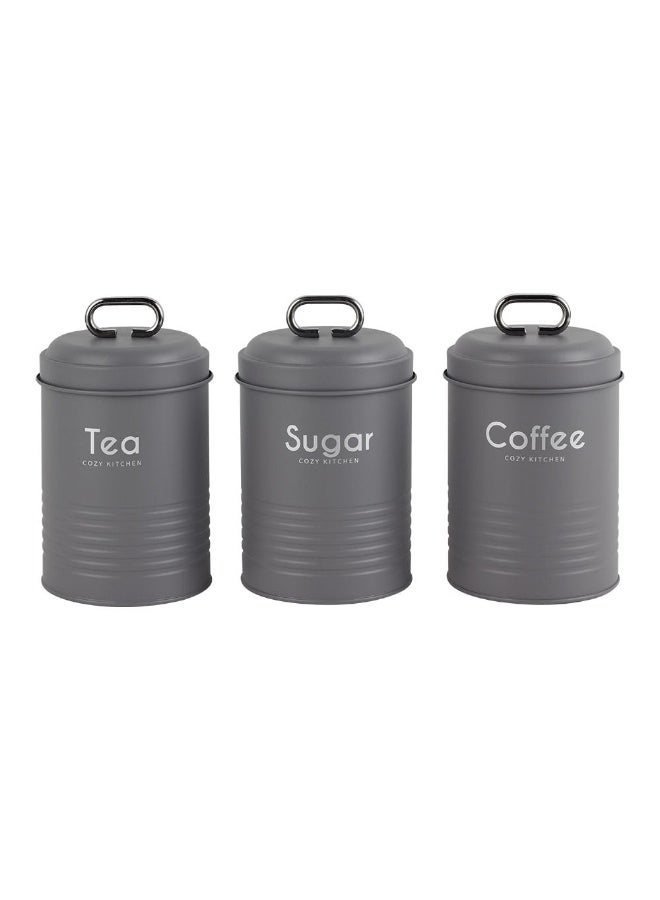 DANUBE HOME Gravitas 3-Piece Metal Storage Jar – Durable & Stylish Storage Containers, Airtight, Rust-Resistant, Perfect for Kitchen Organization, Pantry Storage & Home Use Grey -1300Ml  - Image 2
