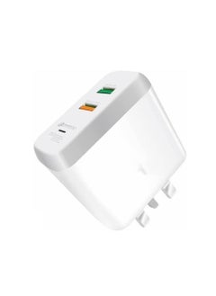 Dual USB Travel Charger 2.4A+3.1A Output Qualcomm Quick Charge 3.0 Compatible With Lightning Cable White F-2USB