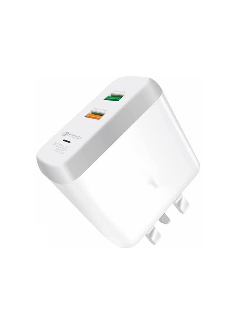 GENNEXT - Dual USB Travel Charger 2.4A+3.1A Output Qualcomm Quick Charge 3.0 Compatible With Lightning Cable White F-2USB - Image 1