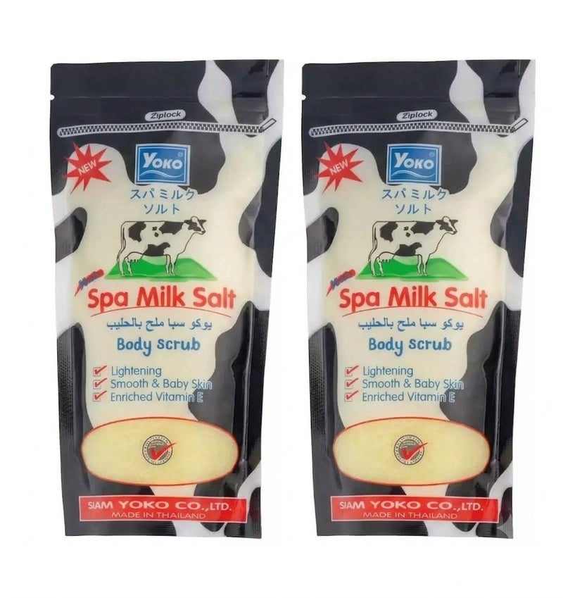 Yoko Spa Milk Salt Whitening Body Scrub with Vitamin E for Smooth Skin - Pack of 2