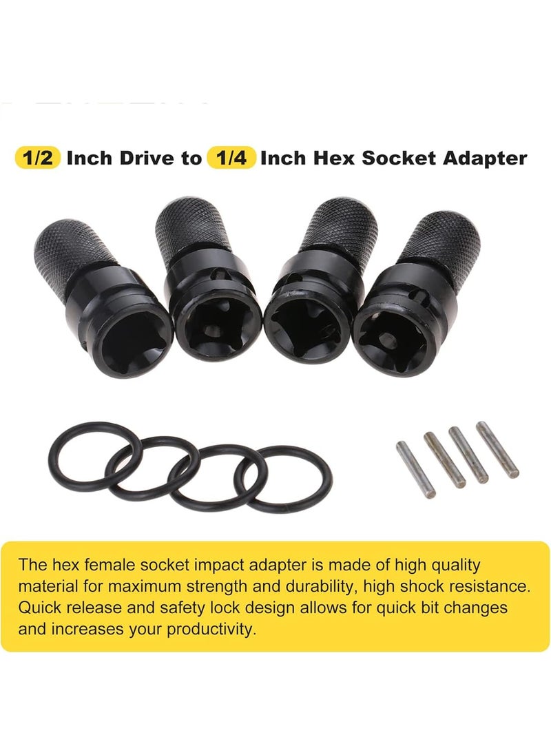 uptodateproducts Uptodateproducts 4PCS 12Inch Square Drive to 14Inch Hex Female Socket Adapter Converter Chuck Adapter Quick Change Impact Adapter for Air and Electric Wrench  - Image 3