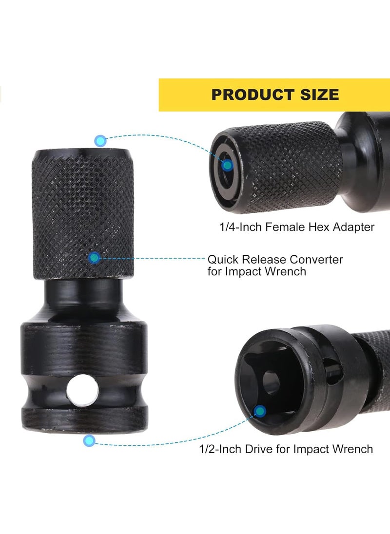 uptodateproducts Uptodateproducts 4PCS 12Inch Square Drive to 14Inch Hex Female Socket Adapter Converter Chuck Adapter Quick Change Impact Adapter for Air and Electric Wrench  - Image 4