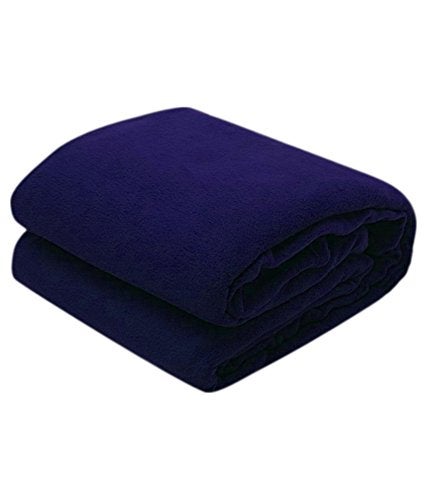 Goyal's Polar Fleece 250TC Single Bed Blanket - Navy Blue - Image 5