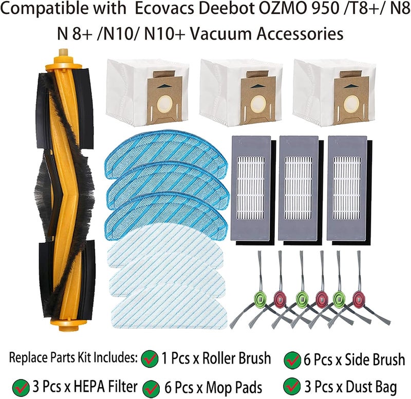 YERXPAFT قطع قماش الممسحة البديلة لسلسلة Ecovacs Deebot OZMO T8 N8 T9 N10 (19 قطعة بديلة) - Image 2