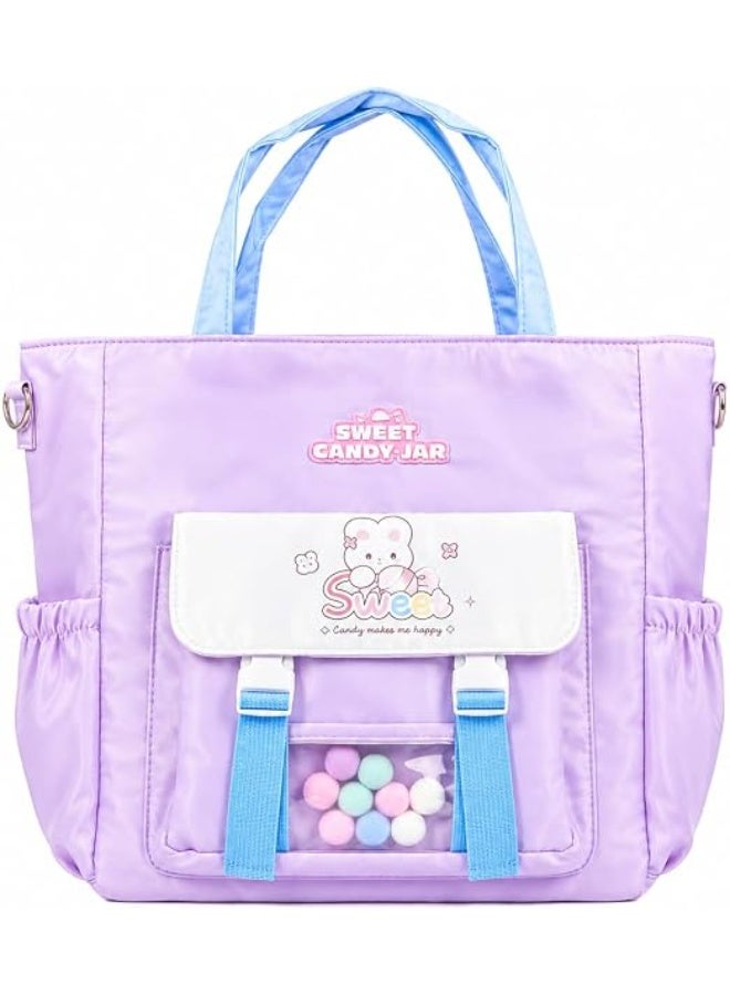 A large and cute handbag, measuring 36×30 cm, with multiple pockets, equipped with an adjustable shoulder strap, suitable for travel and shopping, water resistant, ideal for women and girls. - Image 1