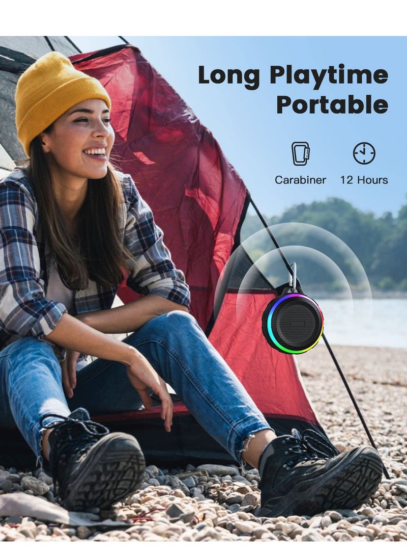 Excefore Bluetooth Shower Speaker, Portable Bluetooth Speakers, IP67 Waterproof Wireless Speaker with Dynamic Lights, True Wireless Stereo, Crisp Clear Sound, for Sports, Pool, Beach, Hiking, Camping - Image 5