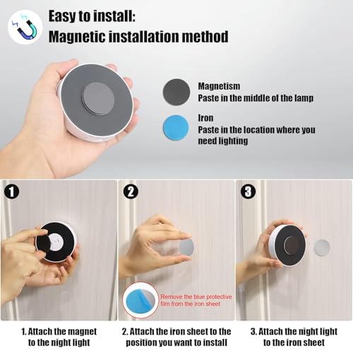 Electight Upgraded Motion Sensor Light, 8 LEDs, 3 Pack Rechargeable, 120 Detection, 3 Modes - Closet, Bedroom, Stair, Hallway Light - 6000K Cold White - Image 4