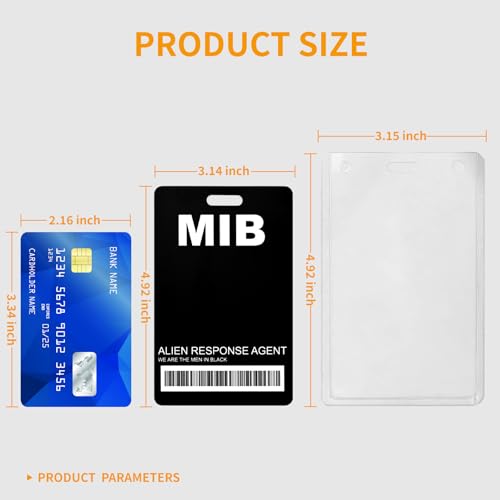 XIANGXING 2 Pack Man in Black ID Badge Holder with Lanyard, Novelty MIB Name Tag with Lanyard Prop Costume, Decorative Cosplay Spy Secret Agent ID Card Holder Halloween Party Supplies (2) - Image 3