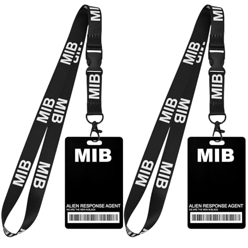 XIANGXING 2 Pack Man in Black ID Badge Holder with Lanyard, Novelty MIB Name Tag with Lanyard Prop Costume, Decorative Cosplay Spy Secret Agent ID Card Holder Halloween Party Supplies (2) - Image 1