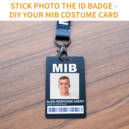 XIANGXING 2 Pack Man in Black ID Badge Holder with Lanyard, Novelty MIB Name Tag with Lanyard Prop Costume, Decorative Cosplay Spy Secret Agent ID Card Holder Halloween Party Supplies (2) - Image 4