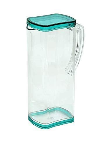 ACTIONWARE Pap Announcer Multi Purpose Square Water and Juice Jug with Plastic Lid Drinking Beverage Jug Soft Drinks Glass Water Jug for Home use 2000 ml Transparent Multicolour - Image 1