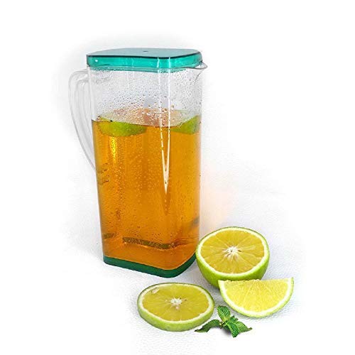 ACTIONWARE Pap Announcer Multi Purpose Square Water and Juice Jug with Plastic Lid Drinking Beverage Jug Soft Drinks Glass Water Jug for Home use 2000 ml Transparent Multicolour - Image 3