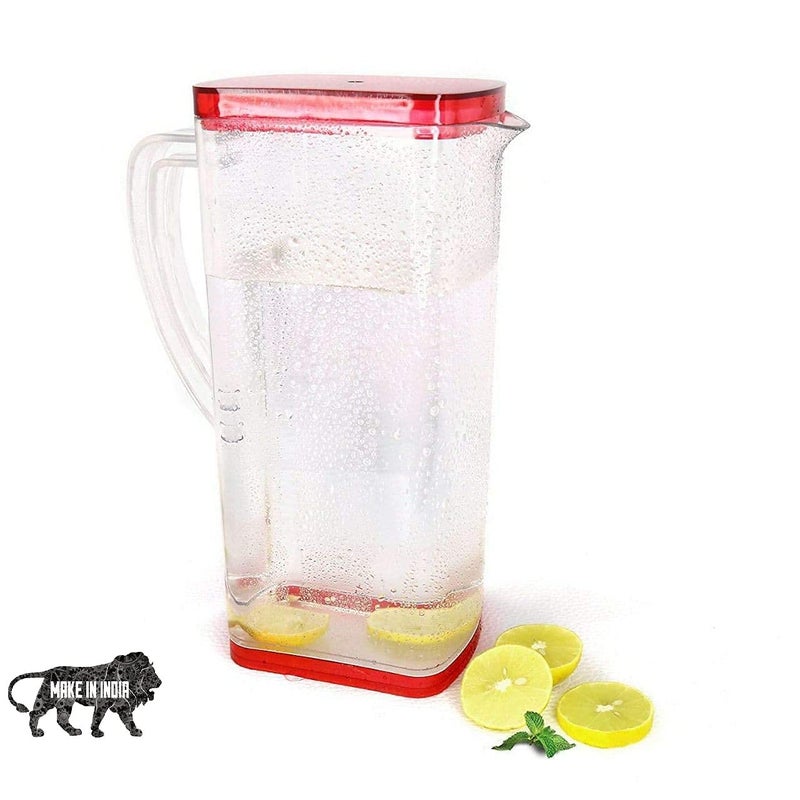 ACTIONWARE Pap Announcer Multi Purpose Square Water and Juice Jug with Plastic Lid Drinking Beverage Jug Soft Drinks Glass Water Jug for Home use 2000 ml Transparent Multicolour - Image 5