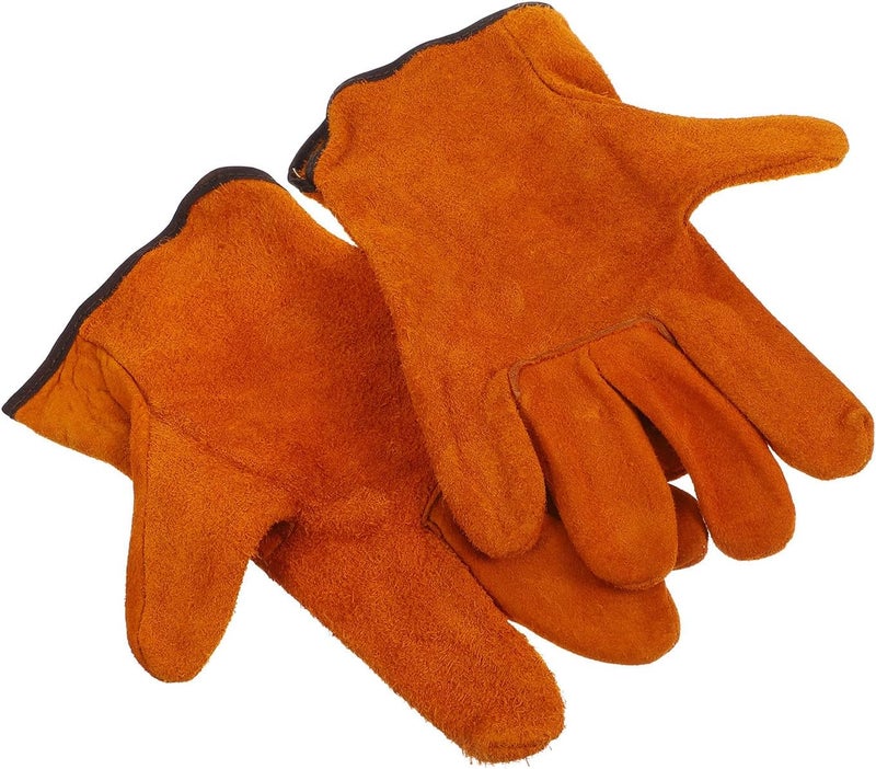 Welding Gloves Protective Work Gloves for Men and Women Full Leather Short Cuff Heat Resistant Sturdy for Welding Supplies 1 Pair - Image 1