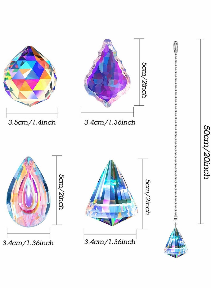 SYOSI Ceiling Fan Pull Chain Decorative 4PC Crystal Extension Ornaments with 20in Connector for Pendant Suncatcher, Table Lamp, Home Decoration DIY - Image 4