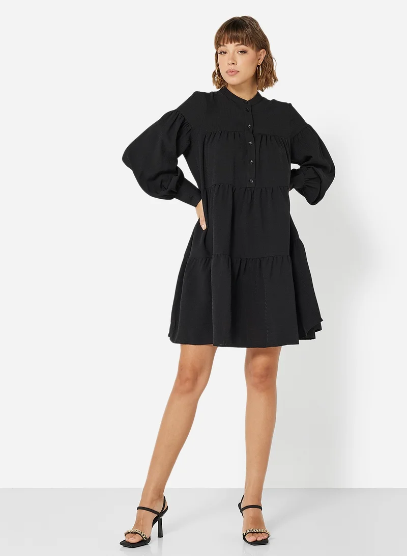 VERO MODA Tiered Long Sleeve Mini Dress