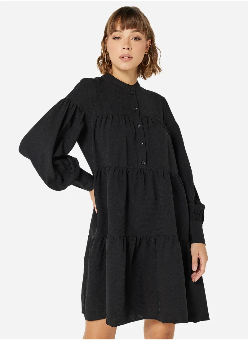 VERO MODA Tiered Long Sleeve Mini Dress