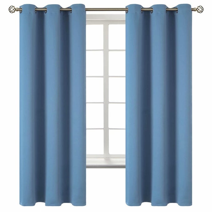 BLACKOUT CURTAINS FOR BEDROOM GROMMET THERMAL INSULATED ROOM DARKENING CURTAINS FOR LIVING ROOM SET OF 2 PANELS 42 X 63 INCH FADED DENIM