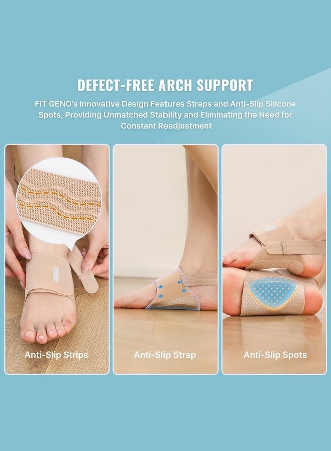 جيفت دعامة قوس القدم للنساء لتخفيف التهاب اللفافة الأخمصية، نعلات دعم قوس القدم غير القابلة للانزلاق لتخفيف آلام قوس القدم - دعامة ضغط قابلة للتعديل للأقدام المسطحة والقوس العالي - Image 3