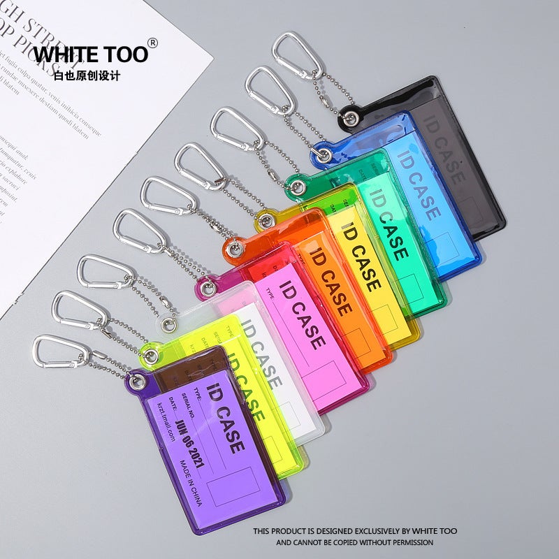 Pvc Fluorescent Card Bag Ins Niche Female Small Thin Student Meal Card Certificate Work Bus Card Set Japanese And Korean Department - Image 2