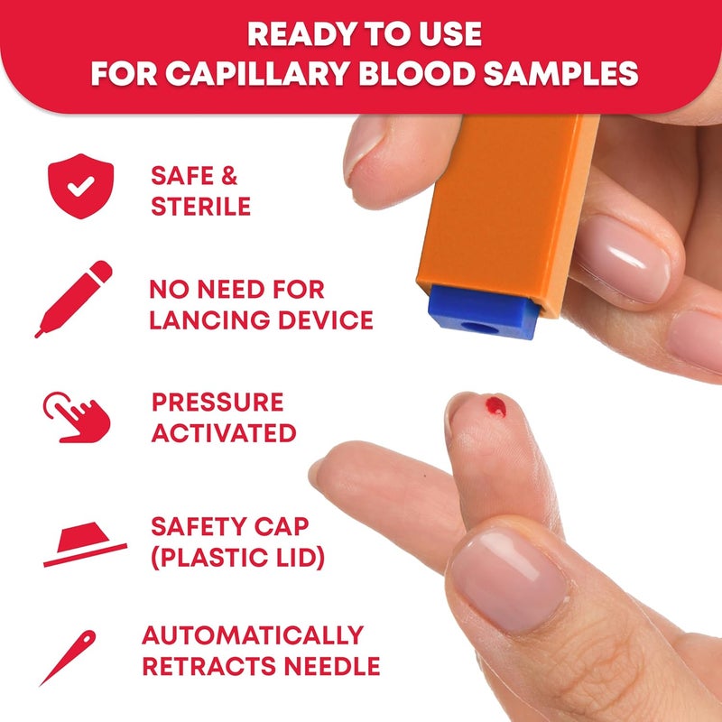 Ever Ready First Aid Safety Pressure Activated Lancets Sterile Push Lancets 22mm 21 Gauge for Blood Sugar Testing 100 Count - Image 2
