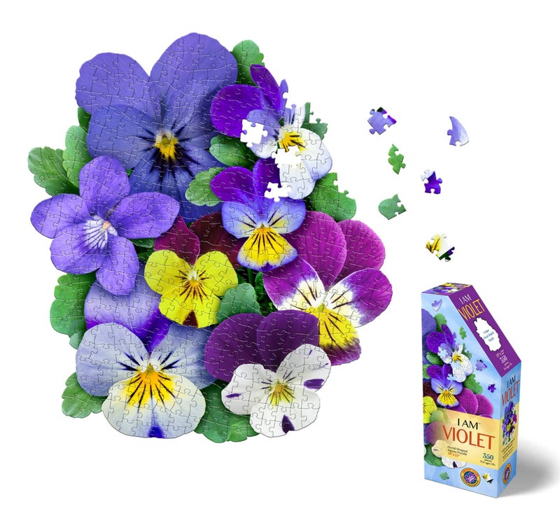 Madd Capp: I Am Violet - 350 Piece Jigsaw Puzzle - 8006 - Ages 10+  Unique Floral-Shaped Border  Challenging Random Cut  Includes Educational Madd Capp Fun Facts - Image 1