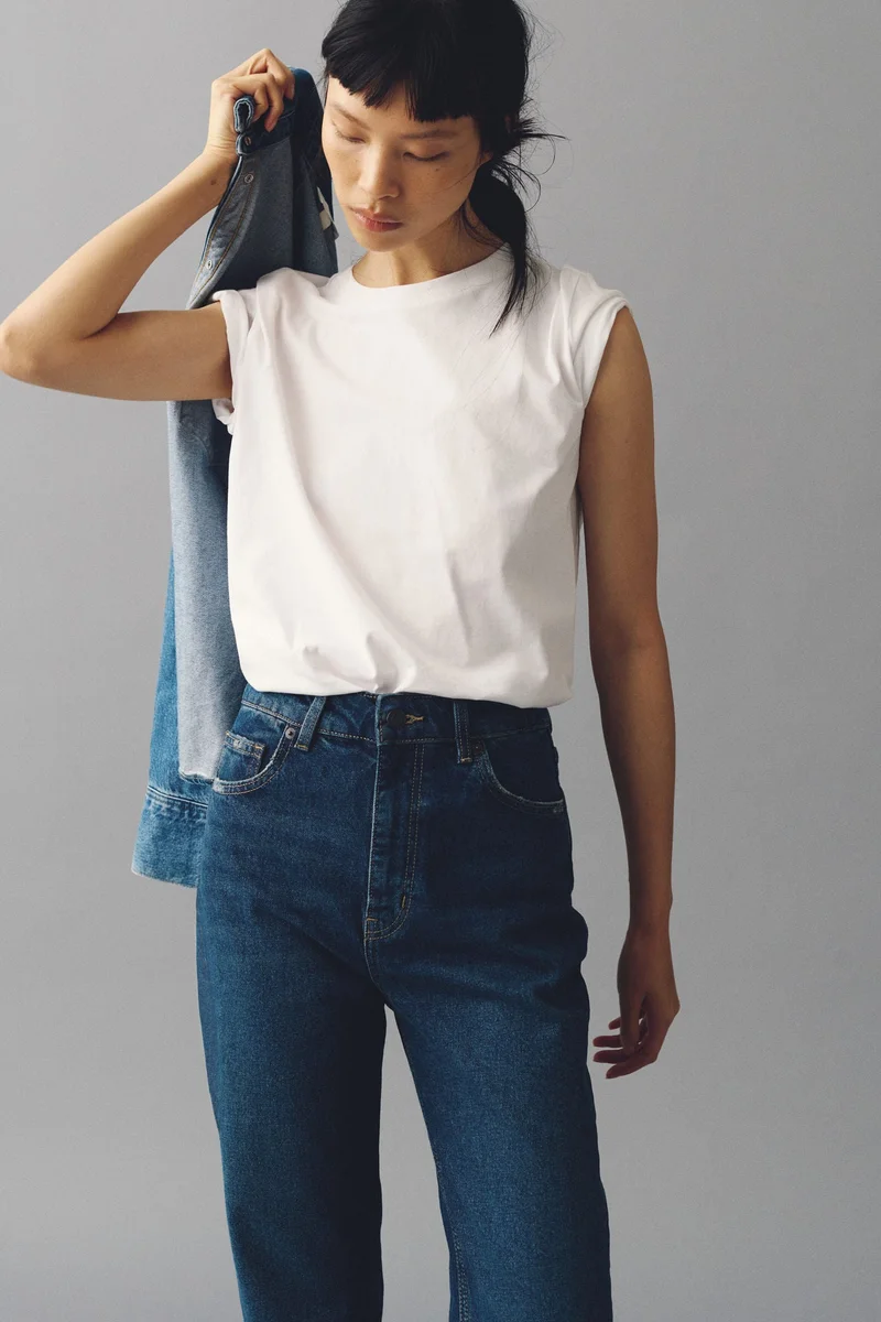 H&M  Slim Mom High Ankle Jeans for Women | Best Price UAE