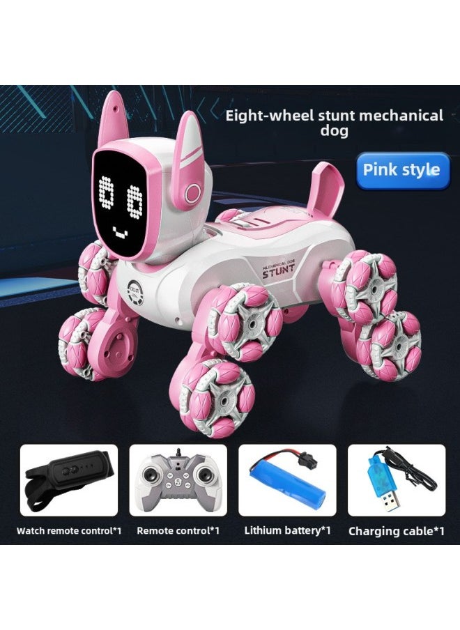 Intelligent Voice Control Robot Dog Children's Toy Boy Electric Remote Control Puppy Dog Electronic Baby Pet Gift-Color:Smart Mechanical Dog Pink -Specifications:Dual Charge 2 Sets Of Batteries + Charging Cable  - Image 1