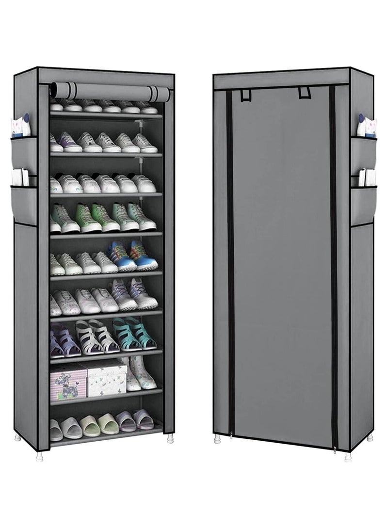 BLOOMING TIME 9 Tiers Dustproof Cover Shoes Cabinet Storage Organizer for Hallway Living Room - Image 1