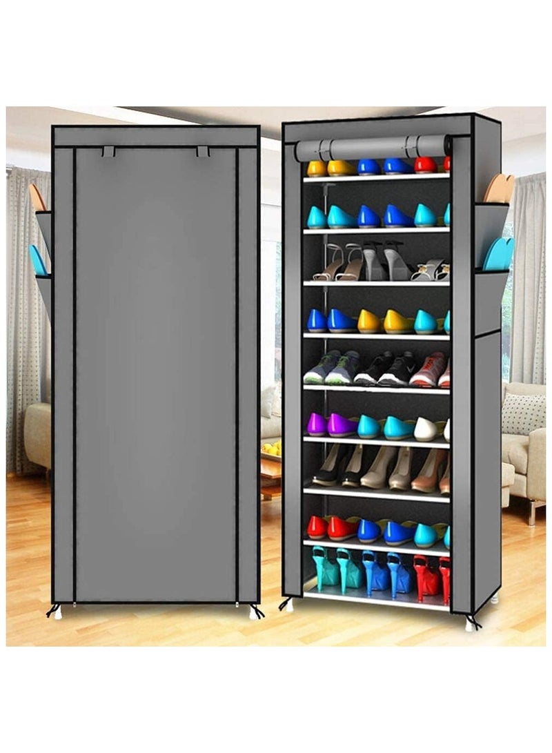 BLOOMING TIME 9 Tiers Dustproof Cover Shoes Cabinet Storage Organizer for Hallway Living Room - Image 3