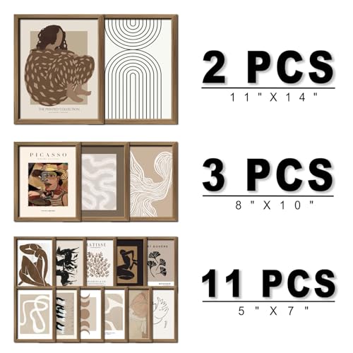 ANERZA 16 PCS Framed Boho Eclectic Wall Art Decor, Abstract Wall Collage Kit Prints for Bedroom Bathroom, Gallery Wall Frame Set, Minimalist Posters for Living Room Aesthetic, Beige and Brown Dorm Artwork - Image 2