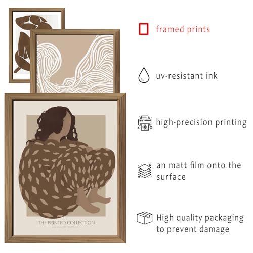 ANERZA 16 PCS Framed Boho Eclectic Wall Art Decor, Abstract Wall Collage Kit Prints for Bedroom Bathroom, Gallery Wall Frame Set, Minimalist Posters for Living Room Aesthetic, Beige and Brown Dorm Artwork - Image 3