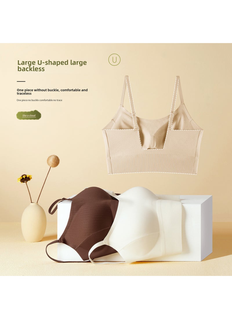 Generic - Seamless Camisole Soft Bra Comfortable U-Back Vest cocoa brown - Image 1