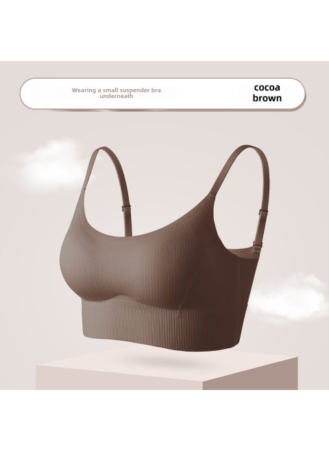 Seamless Camisole Soft Bra Comfortable U-Back Vest cocoa brown