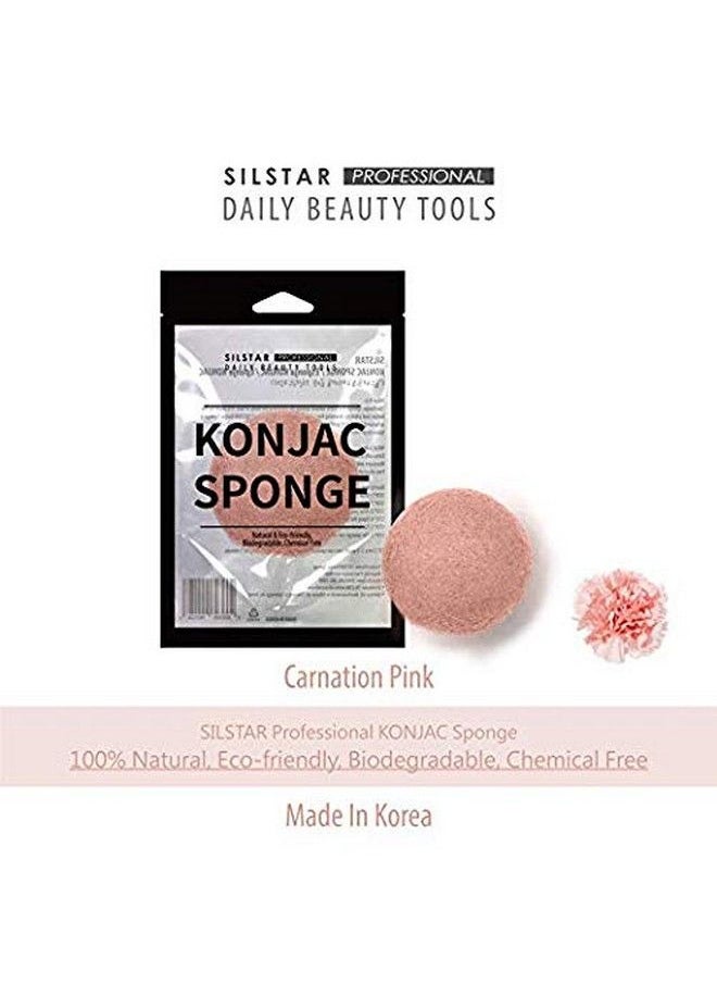 SILSTAR PROFESSIONAL - Konjac Sponge Facial Sponge Bath Sponge Amazing Cleansing For Dry Or Mature Skin Carnation Pink 104 - Image 1