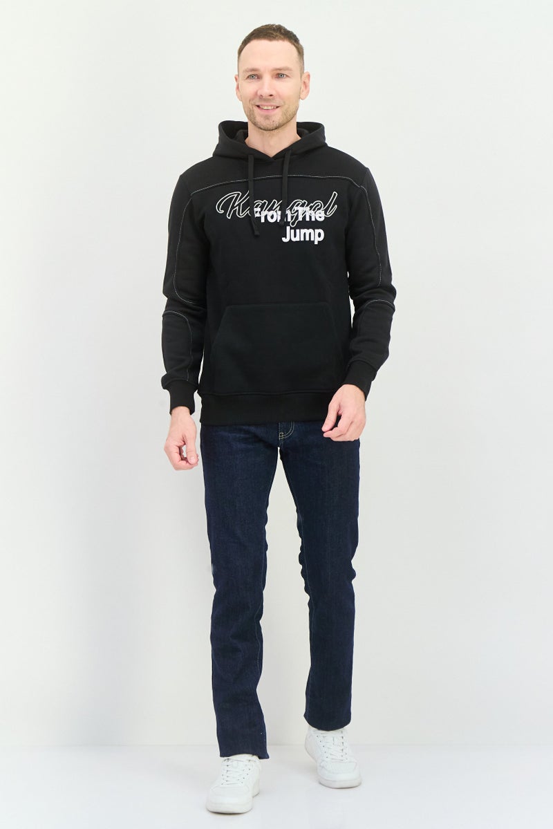 KANGOL Men Embroidered Logo Long Sleeves Hooded Sweatshirt, Black - Image 4