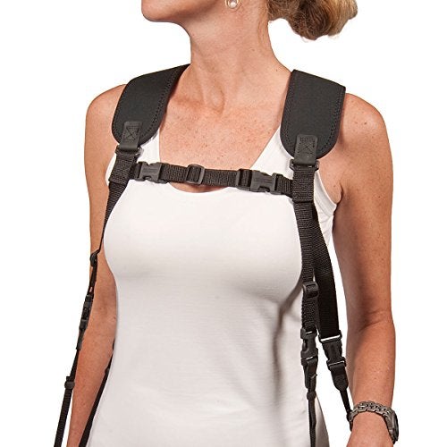 OP/TECH USA Dual Harness 3/8" X-Long – Interchangeable Camera Shoulder Strap Harness with Quick Disconnects and Control-Stretch Backing, Made in USA, Black - Image 3