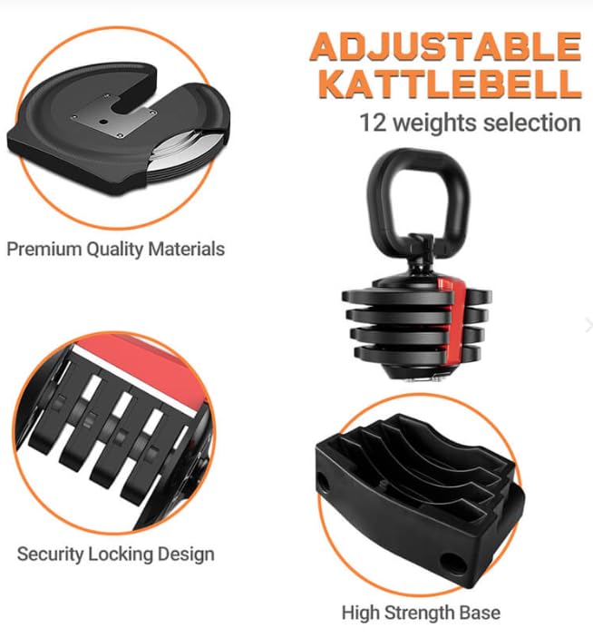 Burnlab Adjustable Kettlebell with Different Weight Levels from 2-40 lbs. Perfect for Abs, Arms, Legs, (Adjustable kettlebell 12kg) - Image 4