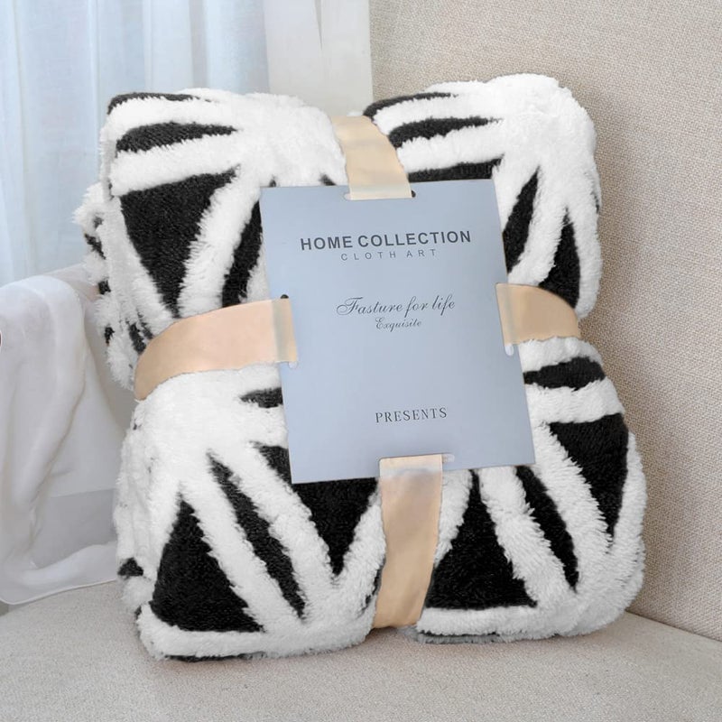LOMAO Sherpa Fleece Blanket Fuzzy Soft Throw Blanket Dual Sided Blanket for Couch Sofa Bed Black 51x63