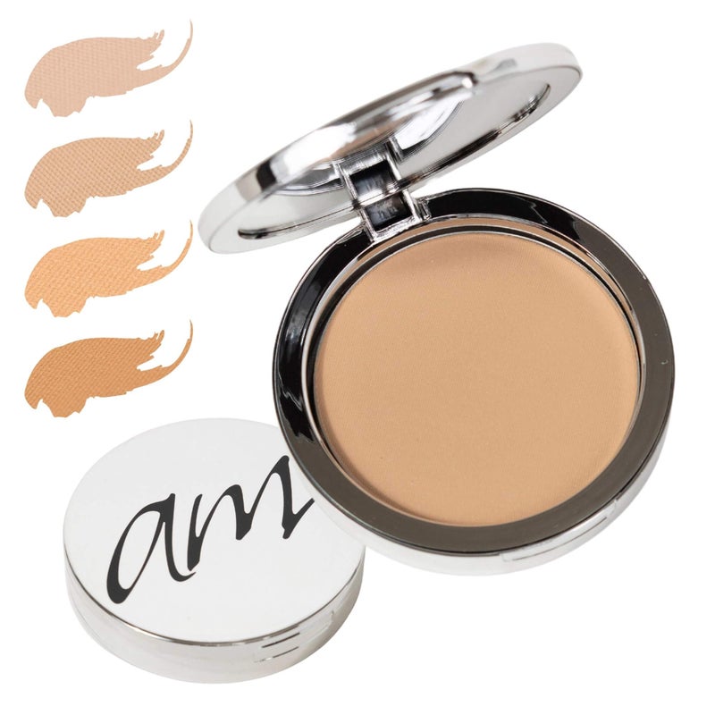 Advanced Mineral Makeup 4in1 Pressed Foundation Powder with Natural SPF Concealer Finishing for Medium to Full Coverage Foundation MineralBased Eva 035 oz