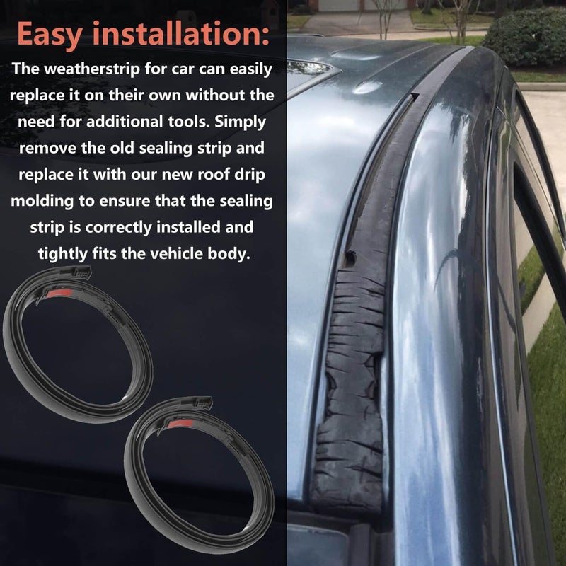 BSNOVT 2pcs Roof Molding Drip Rubber Weatherstrips for Toyota Tacoma Double CAB 2005-2015 - Image 5